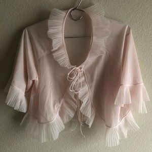 ❗️SOLD❗️Pink sheer ruffle vintage bolero